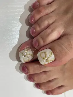 フットネイル【オフなし】フットバス付👣親指アート自由