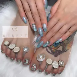 フットラメワンカラー🩵