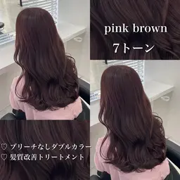 〖🎀ピンクブラウン系、暖色系にしたい方🎀〗ワンカラー➕オリジナルトリートメント➕コテ巻き🩰🫧