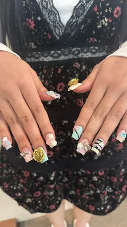 【オフなし】長さ出しスカルプ10本+アートし放題・パーツ付け放題(持ち込みOK)