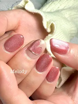 【初回・ハンド】２月キャンペーンネイル② (マグネット×ハートアート)シンプルネイルにおすすめ