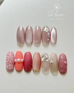 4月の定額デザイン　春のシンプル上品ネイル　アート一本ずつ付き