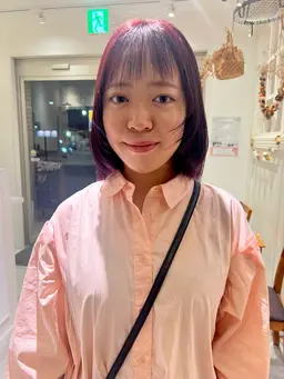 【🦩🌺王道かわいい👙👚】暖色ワンカラー&ダメージケアうる艶トリートメント➕前髪カット可能です✂️