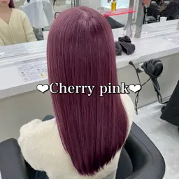 💗カット＋ブリーチ無しダブルカラー＋超音波トリートメント🫧【ロング料金なし】💗ワインレッド/ピンク