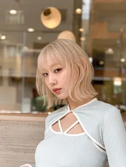 似合わせカット+透明感ダブルカラー✨【SYUK/高円寺/坂元太一/レイヤーカット/ブリーチカラー/髪質改善/ボブ/韓国】