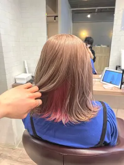 🌈イヤリングも👌🏻可愛いチラ見せ🌈フルカラー＋インナーカラー＋1step超音波トリートメント✨