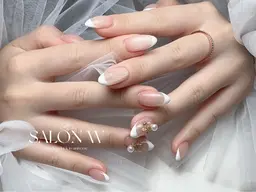 🧚‍♀️美フォルムにこだわり🧚‍♀️ブライダルにも♪お上品の定番。王道フレンチネイル※ベースカラー込み