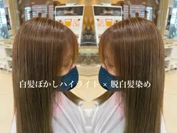 白髪ぼかしハイライト+髪質改善カラー