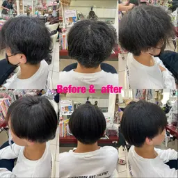 ハースオリジナル縮毛矯正　　乾かすだけでツヤツヤになれる矯正、自然な縮毛メンズカット。手触りにもこだわった最新矯正