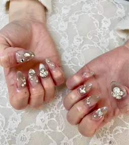 💎トレンドワンホンネイルB、ストーン付け放題💎【ワンホンＡよりベースデザインが沢山有ります。レースやフレンチなど】