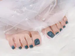 〈フィルインオフ無料〉ワンカラーフットネイル🐾🩵