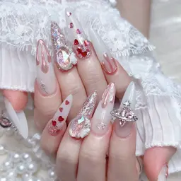 💗10本チップ長さだし💗150分持ち込みデザイン//3000種類パーツつけ放題