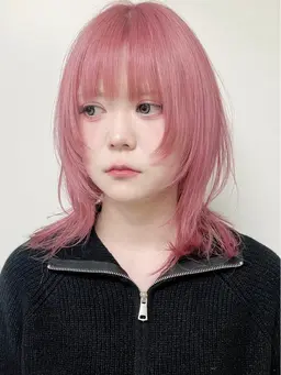 💛【かわいいハイトーン】前髪＋顔まわりレイヤー+ブリーチ+オンカラー(ミルクティーや派手カラーまでカラー豊富です♡)