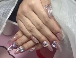 チップ長さ出し キャッツアイネイル💅 オフアリと時間➕30分