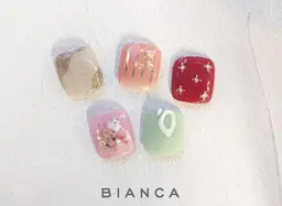 1本アートフットネイル🍁⛄️初回オフ無料【パラジェル変更+1100】