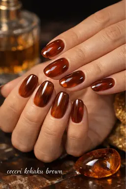 【こっくり琥珀ブラウン】✨大人可愛いデザイン💅(オフ込み)