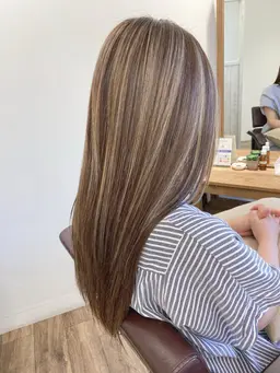 コントラストハイライト&全体カラー&髪質改善トリートメント(カット付きは+¥3300)