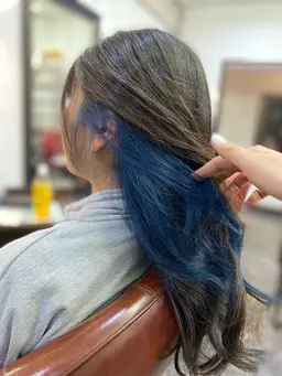 【特別料金】イヤリングカラーorインナーカラー(部分ブリーチ+全体オンカラー)+頭皮保護+ブロー