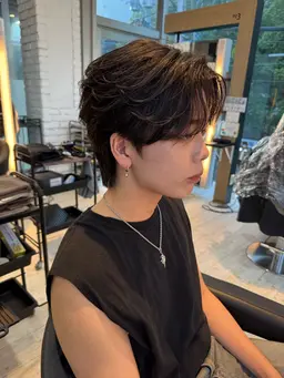 メンズカット＆フェザー、ニュアンスパーマ