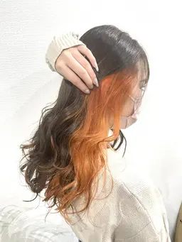 インナーカラー・イヤリングカラー(ブリーチ＋オンカラー)