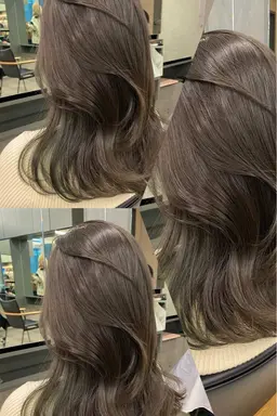 【🌟ブリーチなし🌟】ライトニングダブルカラー＋クイックトリートメント/オリーブベージュ/レイヤー/透明感