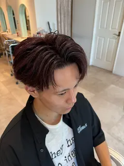 モデルメンズカット+ブリーチ+ワンカラー