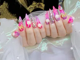 ★【チップスカルプ長さ出し】セレブロングLL付け放題（3000種類のパーツ） ¥17980