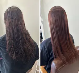 カット×ストレート×髪質改善トリートメント＊ストレートと同時に髪質改善トリートメントをしていきます。