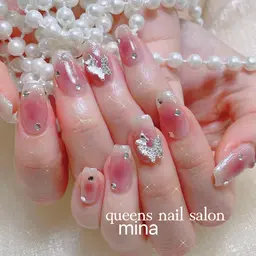 ♡✨[チップスカルプ長さだし]・韓国ネイル2本+20個ライストーン