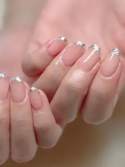 ワンカラー＋ラメフレンチネイル♡♡シンプルなおしゃれを好む方にオススメです💅✨✨(オフなし).