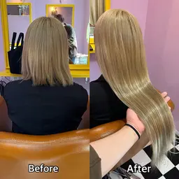 エクステ長さおへそ辺り🐻チビ編み込み人毛エクステ& シールエクステ【合計80本140g】⭕️14000円