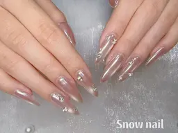 🔥ケアカラージェルアート大流行🔥★《チップ長さ出し》水光マグネット×ミラーネイル