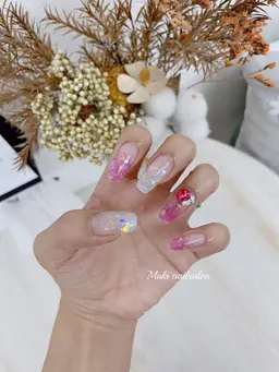 オフありスカルプ長さ出しラメグラデーション