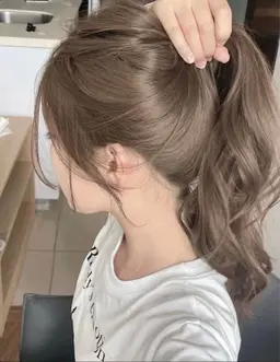 大人気ブリーチなしWカラー❣️❤️➕外部補修トリートメント💕➕コテ巻き仕上げ💕