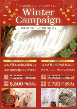 【12月限定🎄】よもぎ蒸し40分(足湯なし)🌿➕ハイドロ毛穴洗浄全顔(パック付き)🫧