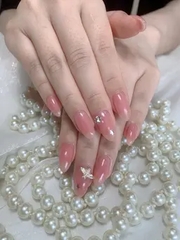 【チップ長さ出し】⭐︎ワンカラー＋パーツ2個⭐︎