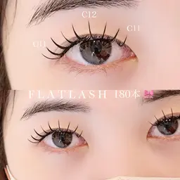 【軽量★モチUP】フラットラッシュ　つけ放題160本以上【アイシャンプー/オフ込み】