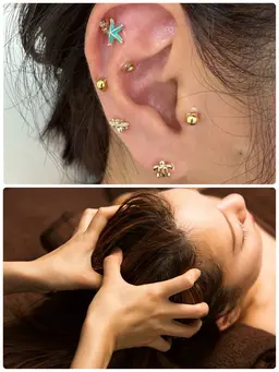 耳ツボ 10粒　各5粒　× ヘッド・デコルテマッサージ