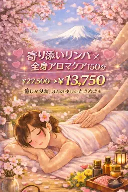 【3月限定】💖寄り添いリンパ×全身アロマケア💖150分¥27,500→¥13,750