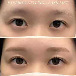 《平日限定セットメニュー》まつ毛パーマ(上)＋眉毛スタイリング👑🤍平日のセットメニューとてもお得です✨