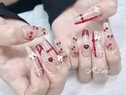 【チップ長さ出し10本】🍒持ち込みネイル🎀✨️パーツつけ放題