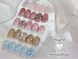 【オフなし】5パターン選び🤍マグネットネイル💅【パーツ付き】/ワンホンネイル