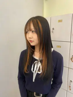 ポイントブリーチ+カラー