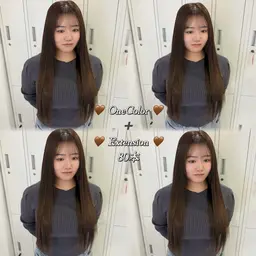 💗エクステメニュー人気No.2💗ワンカラー＋Aujuaトリートメント＋シールエクステ80本((カット込))