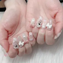 🐻2月限定🐻🌸ハンド⭐️持ち込みデザイン⭐️アート1️⃣0️⃣本