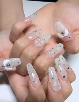 【ハンド】チップ長さ出し&パーツつけ放題&アートやり放題☆オフ込み♪