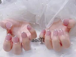 ガラスフレンチ、ミラーフレンチネイル