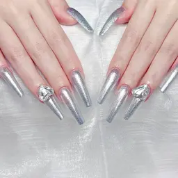 🎀💓大人気・【チップ長さだし】ワンカラーofラメグラ大きいパーツ2個