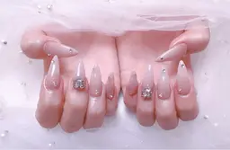 限定金額、チップ長さだし込み➕韓国ネイル2本➕20粒ラインストーン