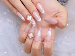 💞チップ長さだし10本+マグネットフレンチ/ベイビーブーマー/ビー玉マグネット ¥8990